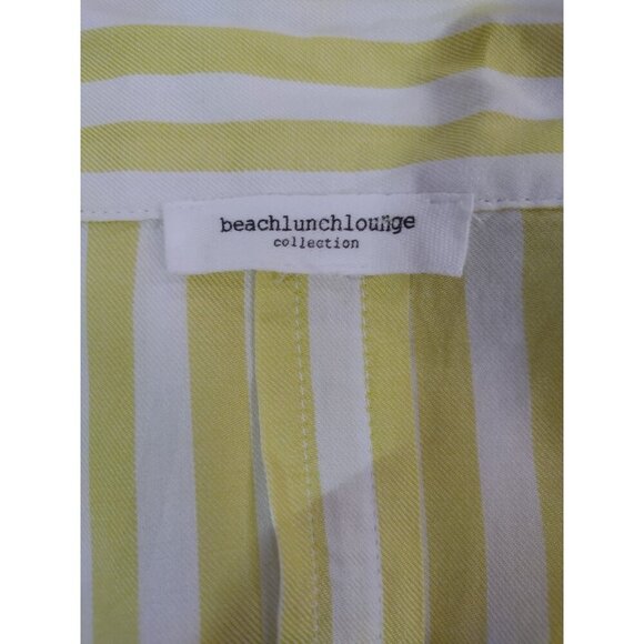 Beachlunchlounge Womens Yellow & White Striped Short Sleeve Crop Top S. - Picture 3 of 9